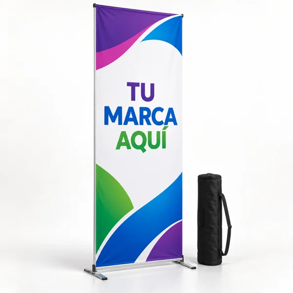 Banner vertical · 3 × 8 pies · mockup